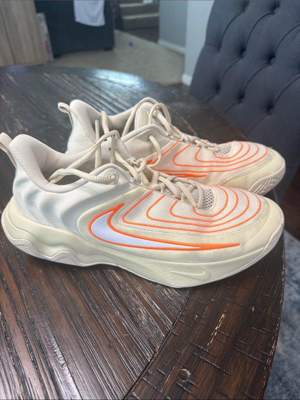Nike Kids' light khaki Giannis Immortality 4 Sneakers with Orange Accents